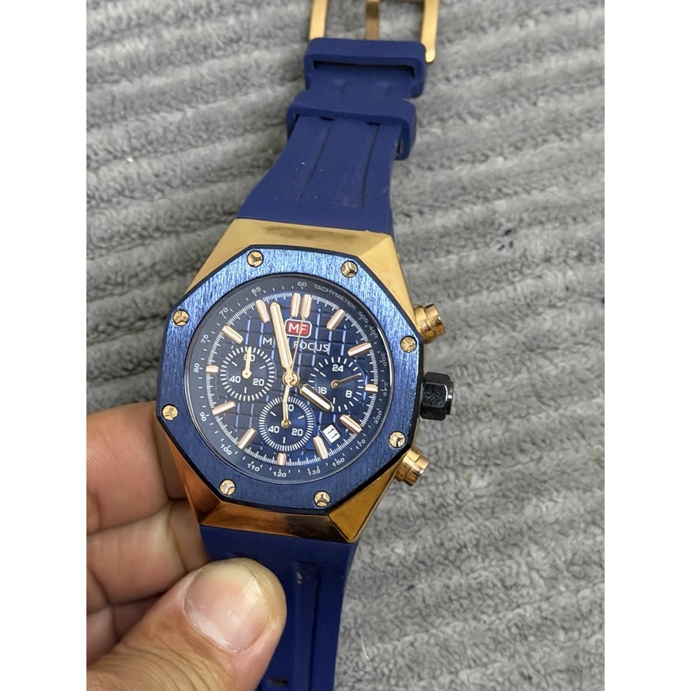 Men's Watch Octagon Wrist Watch Waterproof Luminous Calendar Silicon Band Watch